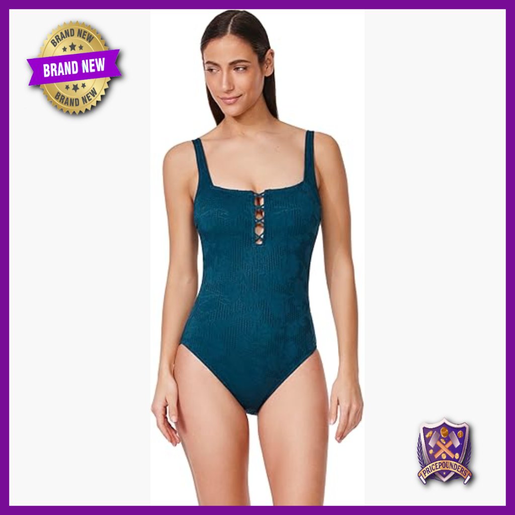 One Piece Swimsuit With Lace Overlay, Soft Cups, Adjustable Straps, Size 6